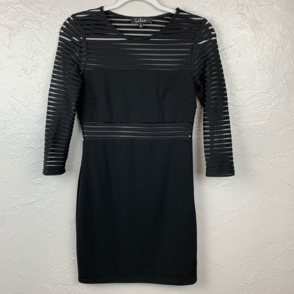Lulu's Black mesh mini dress Sz S - Picture 2 of 6